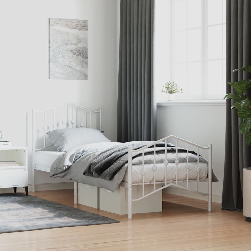 Bedframe met hoofd- en voeteneinde metaal wit 80x200 cm is nu te koop bij PeponiXL, paradijselijk wonen!
