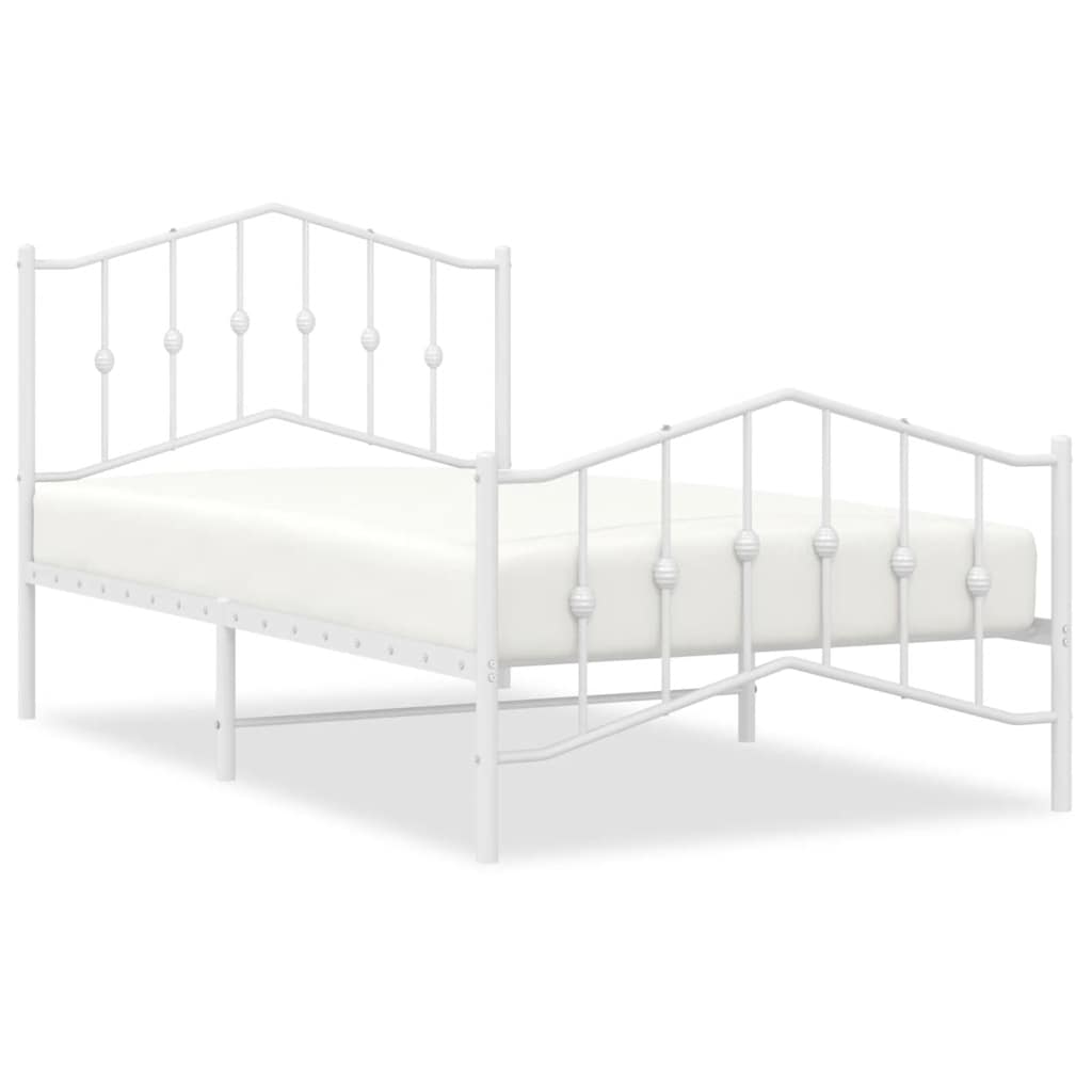 Bedframe met hoofd- en voeteneinde metaal wit 100x190 cm