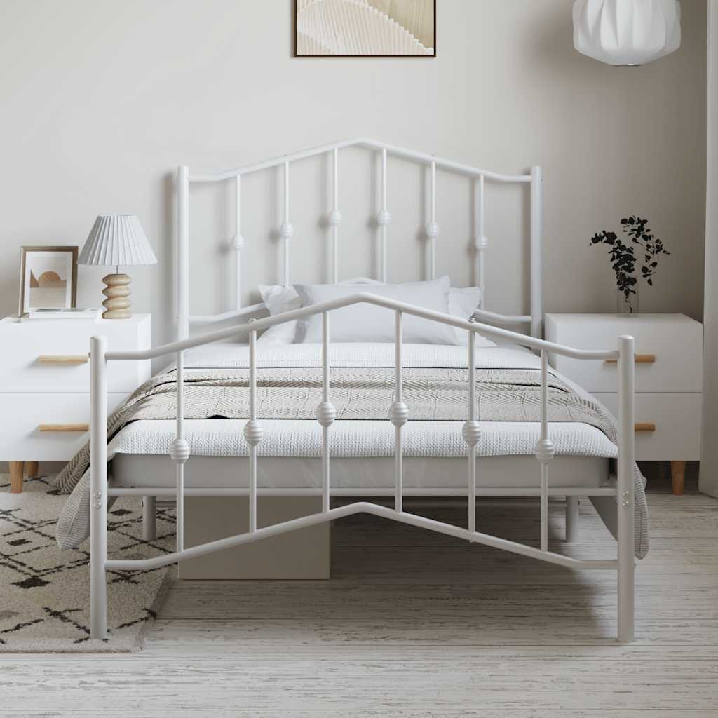 Bedframe met hoofd- en voeteneinde metaal wit 100x190 cm