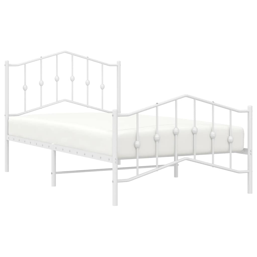 Bedframe met hoofd- en voeteneinde metaal wit 100x190 cm