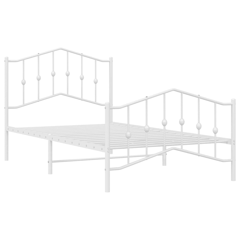 Bedframe met hoofd- en voeteneinde metaal wit 100x190 cm