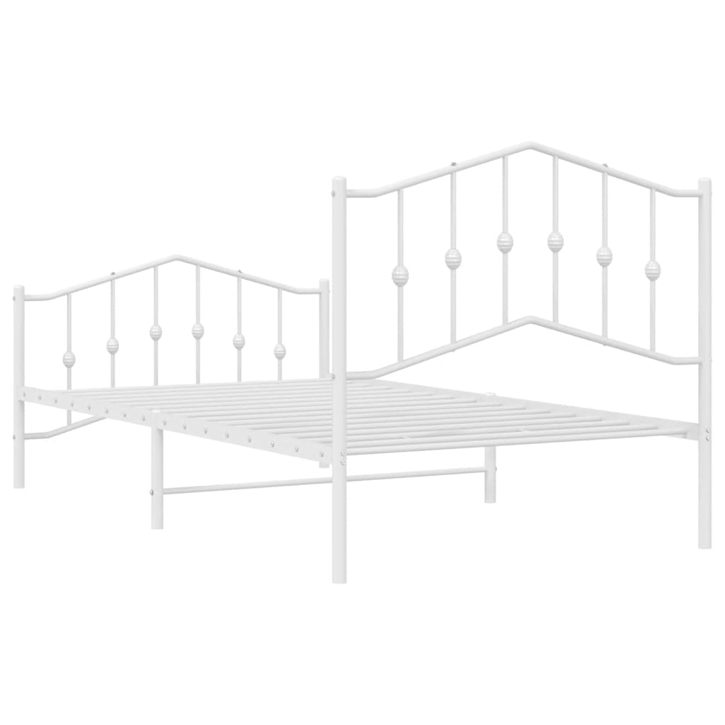 Bedframe met hoofd- en voeteneinde metaal wit 100x190 cm