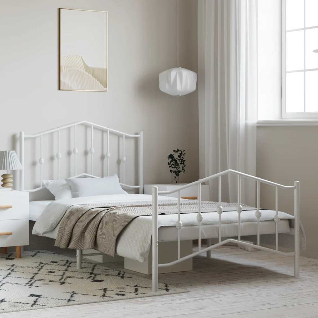 Bedframe met hoofd- en voeteneinde metaal wit 100x190 cm