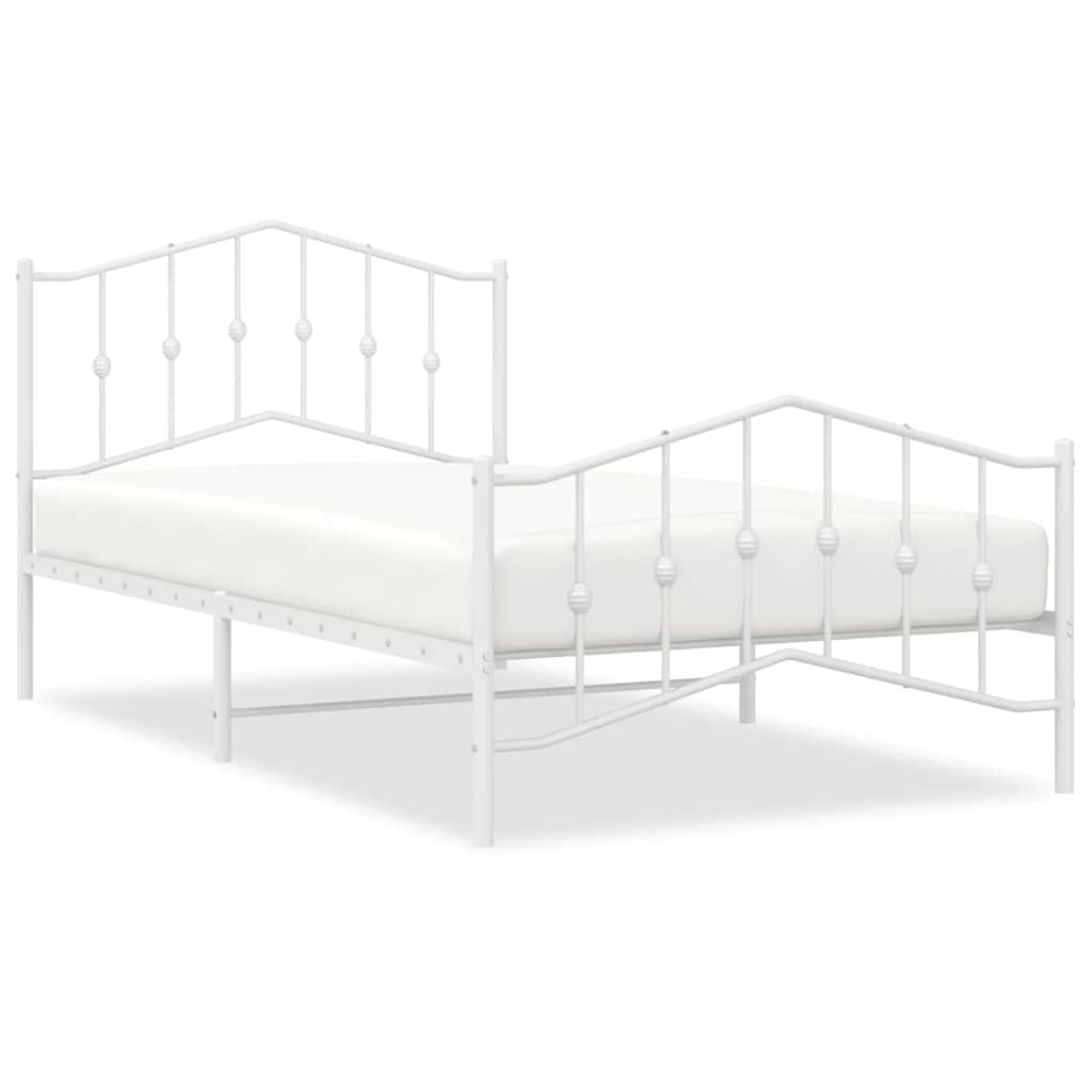 Bedframe met hoofd- en voeteneinde metaal wit 100x200 cm is nu te koop bij PeponiXL, paradijselijk wonen!