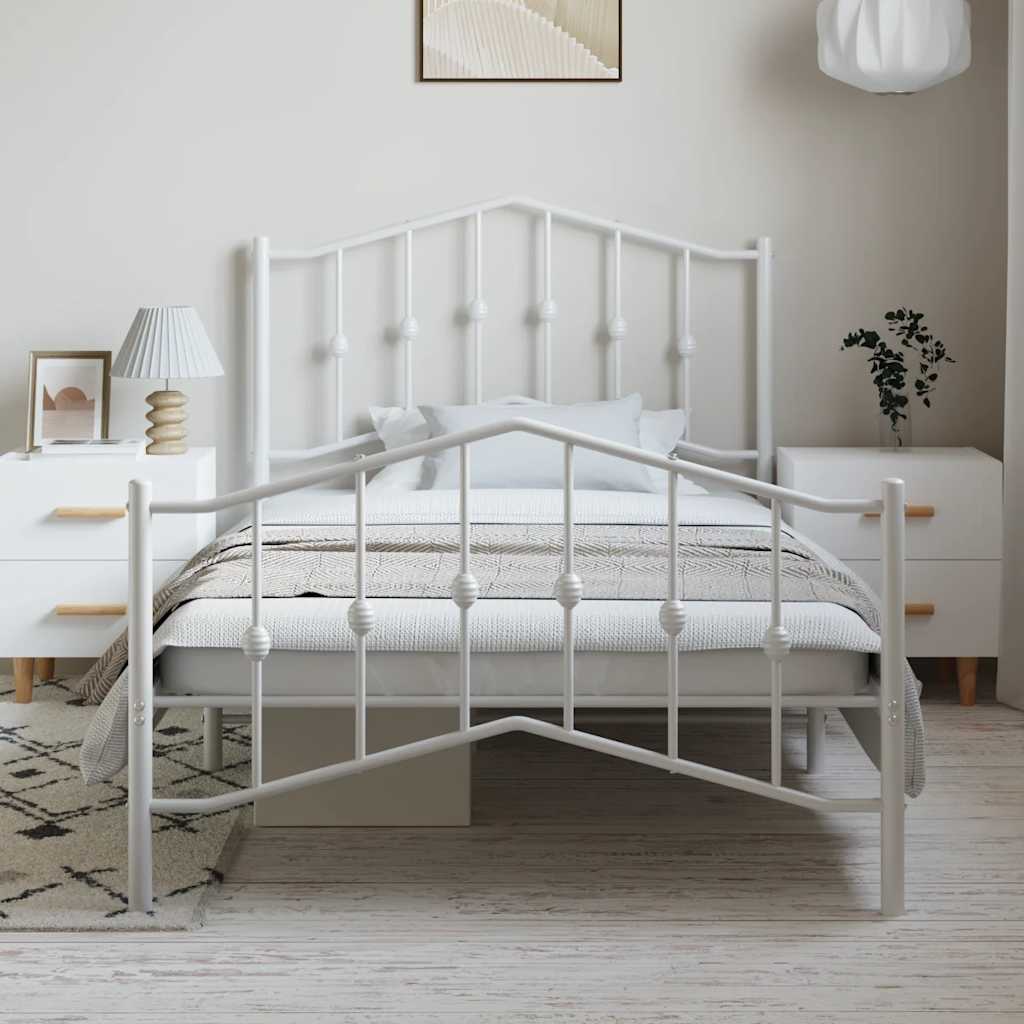 Bedframe met hoofd- en voeteneinde metaal wit 100x200 cm is nu te koop bij PeponiXL, paradijselijk wonen!