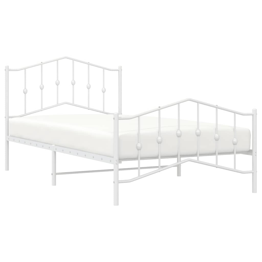 Bedframe met hoofd- en voeteneinde metaal wit 100x200 cm is nu te koop bij PeponiXL, paradijselijk wonen!