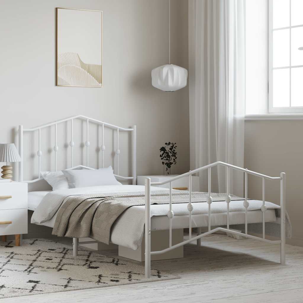 Bedframe met hoofd- en voeteneinde metaal wit 100x200 cm is nu te koop bij PeponiXL, paradijselijk wonen!