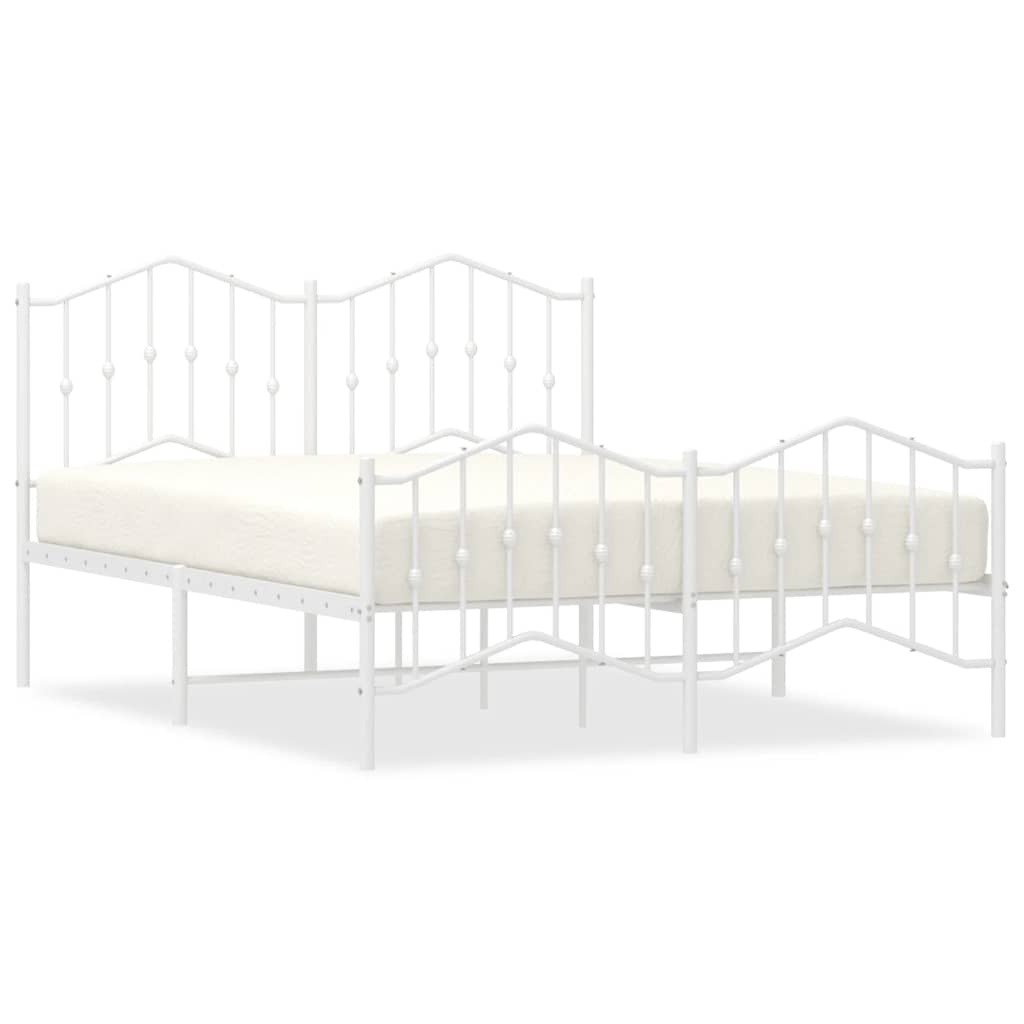 Bedframe met hoofd- en voeteneinde metaal wit 135x190 cm is nu te koop bij PeponiXL, paradijselijk wonen!