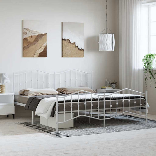 Bedframe met hoofd- en voeteneinde metaal wit 183x213 cm is nu te koop bij PeponiXL, paradijselijk wonen!