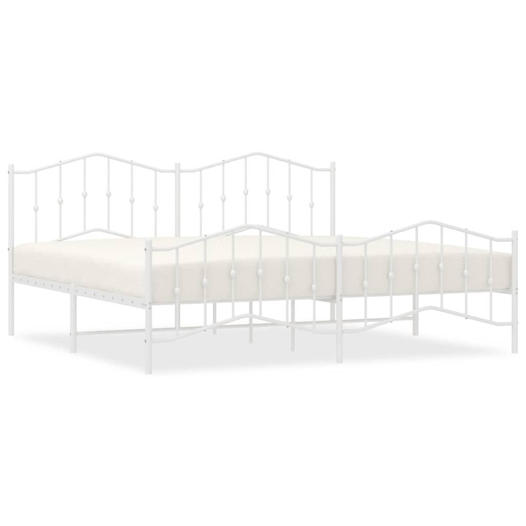 Bedframe met hoofd- en voeteneinde metaal wit 193x203 cm is nu te koop bij PeponiXL, paradijselijk wonen!
