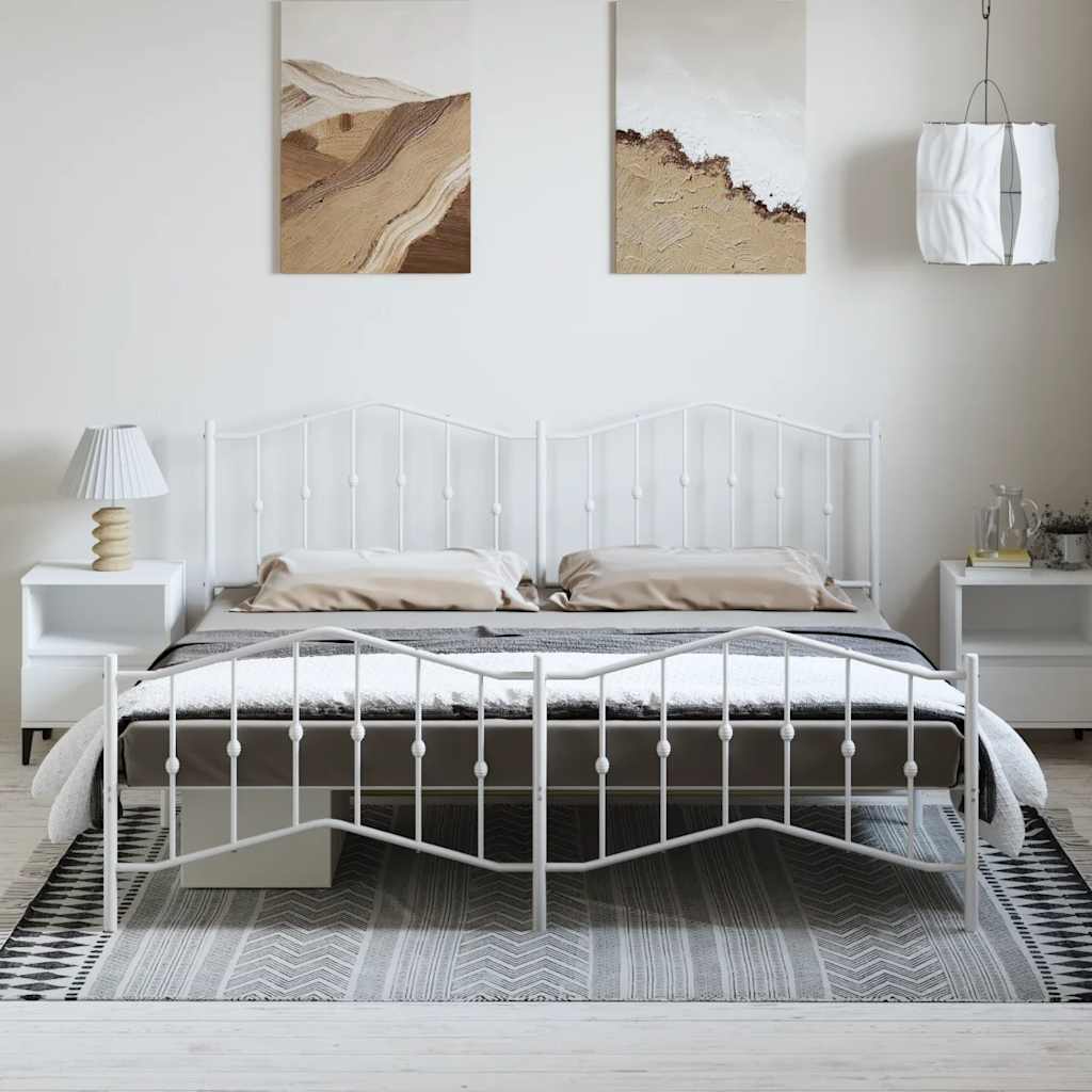 Bedframe met hoofd- en voeteneinde metaal wit 193x203 cm is nu te koop bij PeponiXL, paradijselijk wonen!