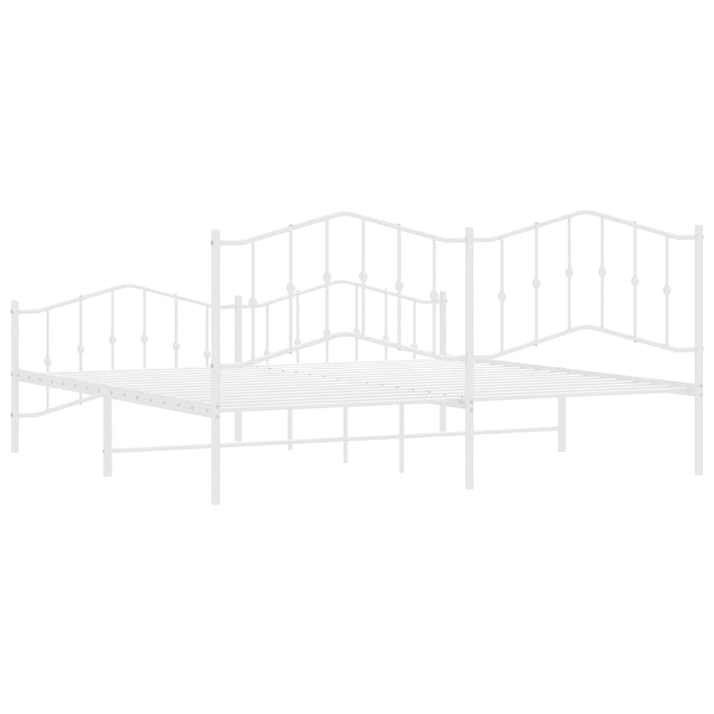 Bedframe met hoofd- en voeteneinde metaal wit 193x203 cm is nu te koop bij PeponiXL, paradijselijk wonen!