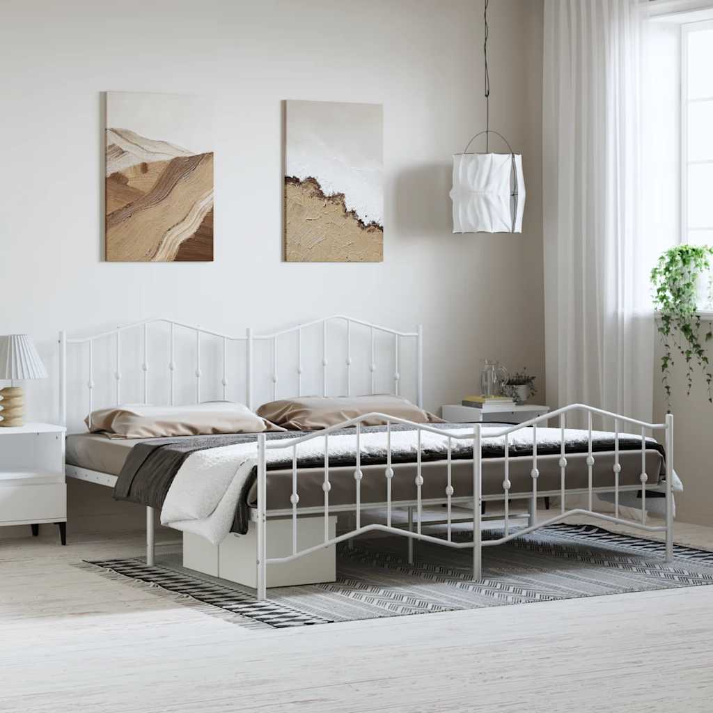 Bedframe met hoofd- en voeteneinde metaal wit 193x203 cm is nu te koop bij PeponiXL, paradijselijk wonen!