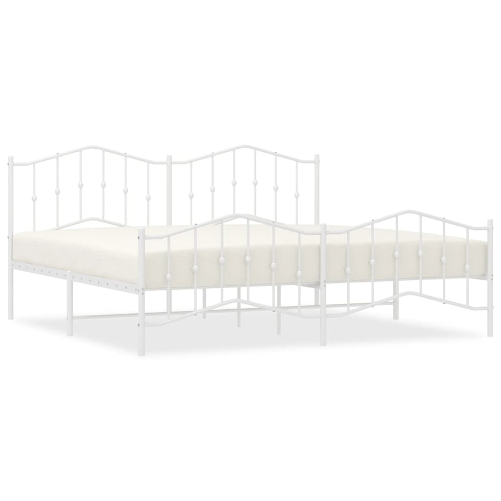 Bedframe met hoofd- en voeteneinde metaal wit 200x200 cm is nu te koop bij PeponiXL, paradijselijk wonen!