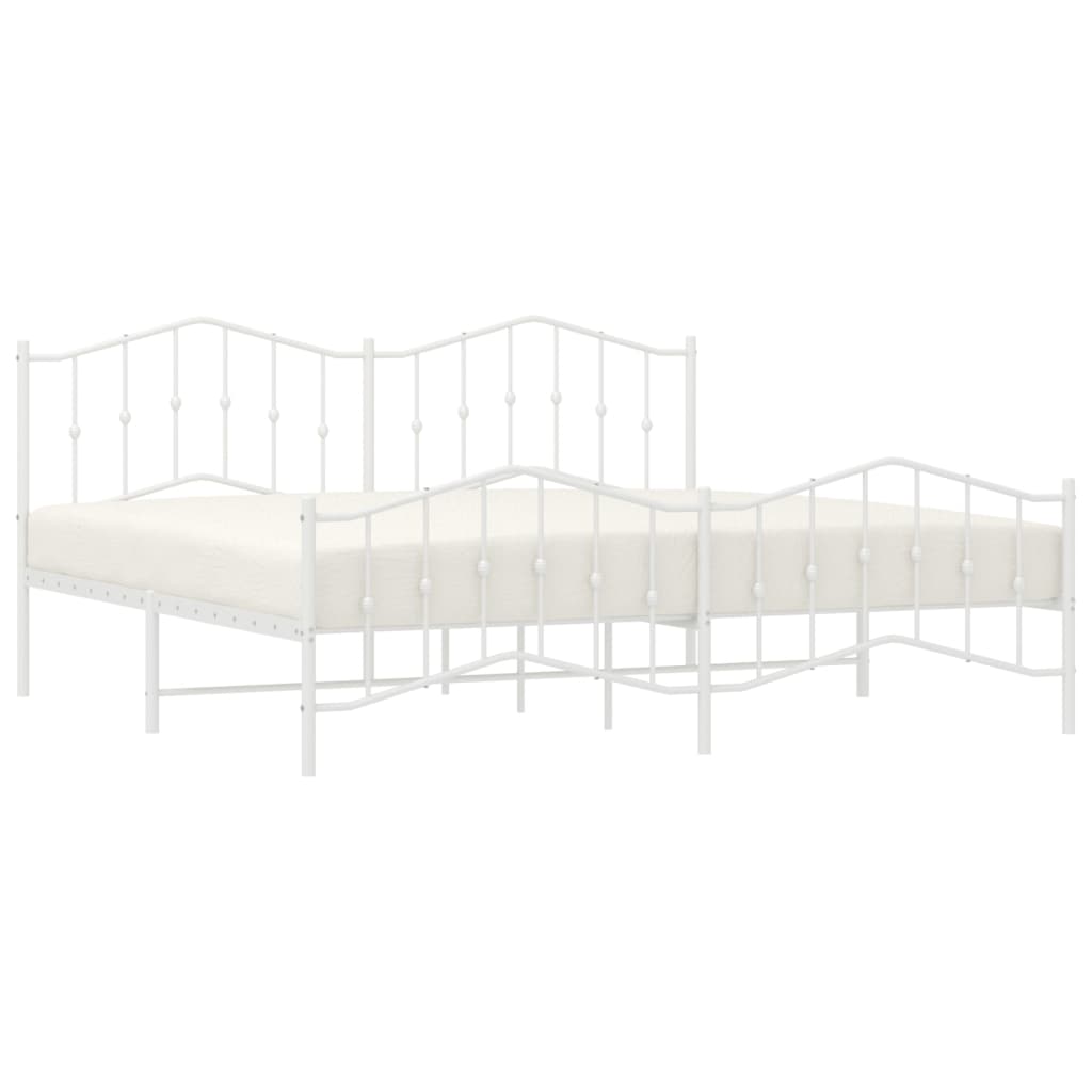 Bedframe met hoofd- en voeteneinde metaal wit 200x200 cm is nu te koop bij PeponiXL, paradijselijk wonen!