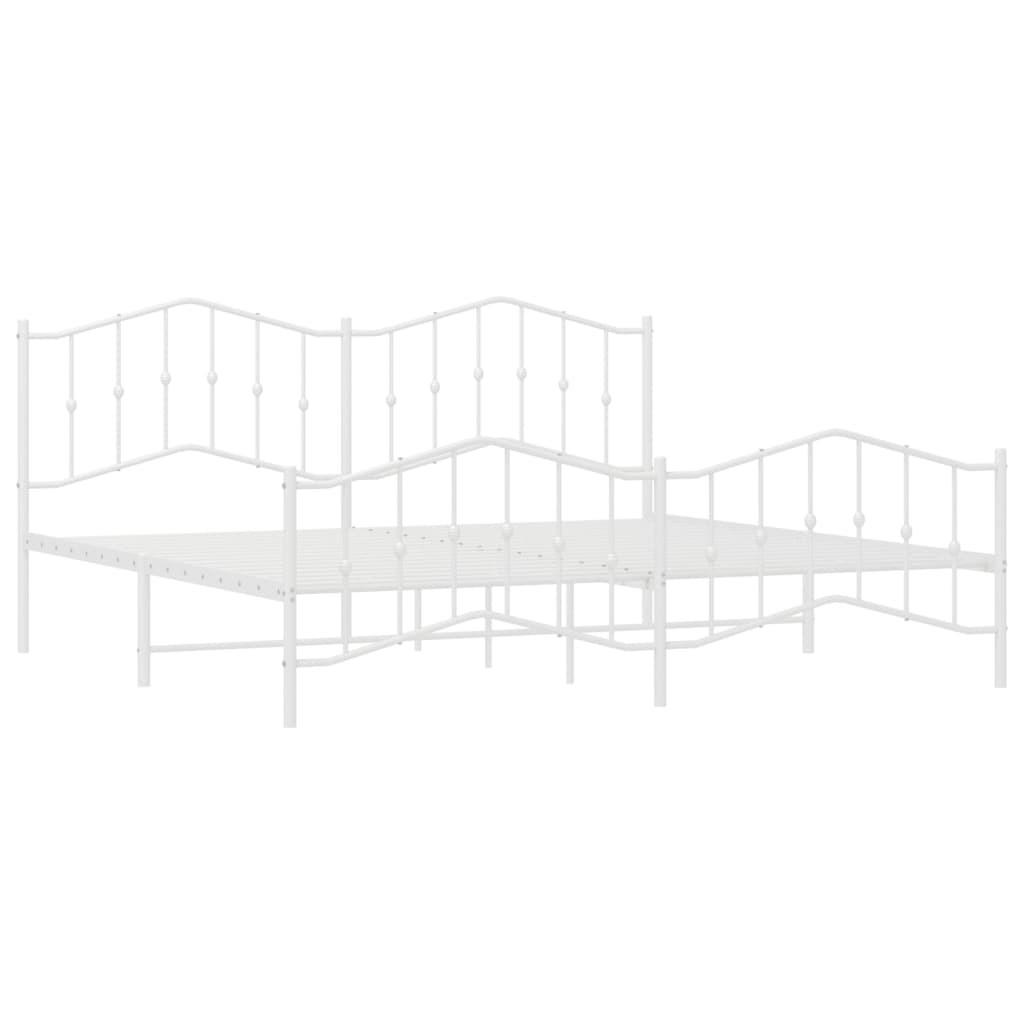 Bedframe met hoofd- en voeteneinde metaal wit 200x200 cm is nu te koop bij PeponiXL, paradijselijk wonen!
