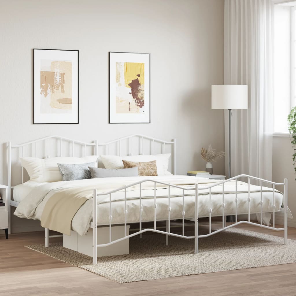 Bedframe met hoofd- en voeteneinde metaal wit 200x200 cm is nu te koop bij PeponiXL, paradijselijk wonen!