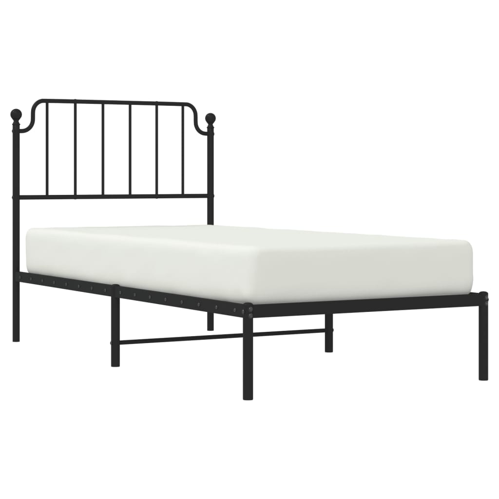 Bedframe met hoofdbord metaal zwart 90x200 cm is nu te koop bij PeponiXL, paradijselijk wonen!