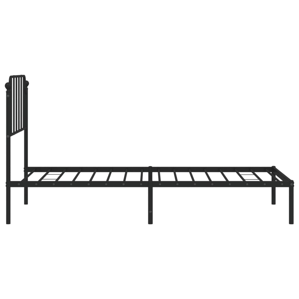Bedframe met hoofdbord metaal zwart 90x200 cm is nu te koop bij PeponiXL, paradijselijk wonen!