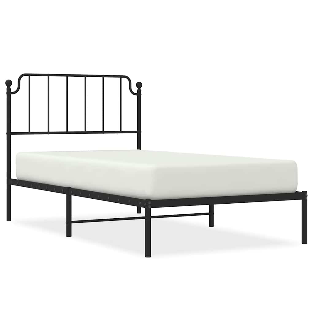 Bedframe met hoofdbord metaal zwart 100x190 cm