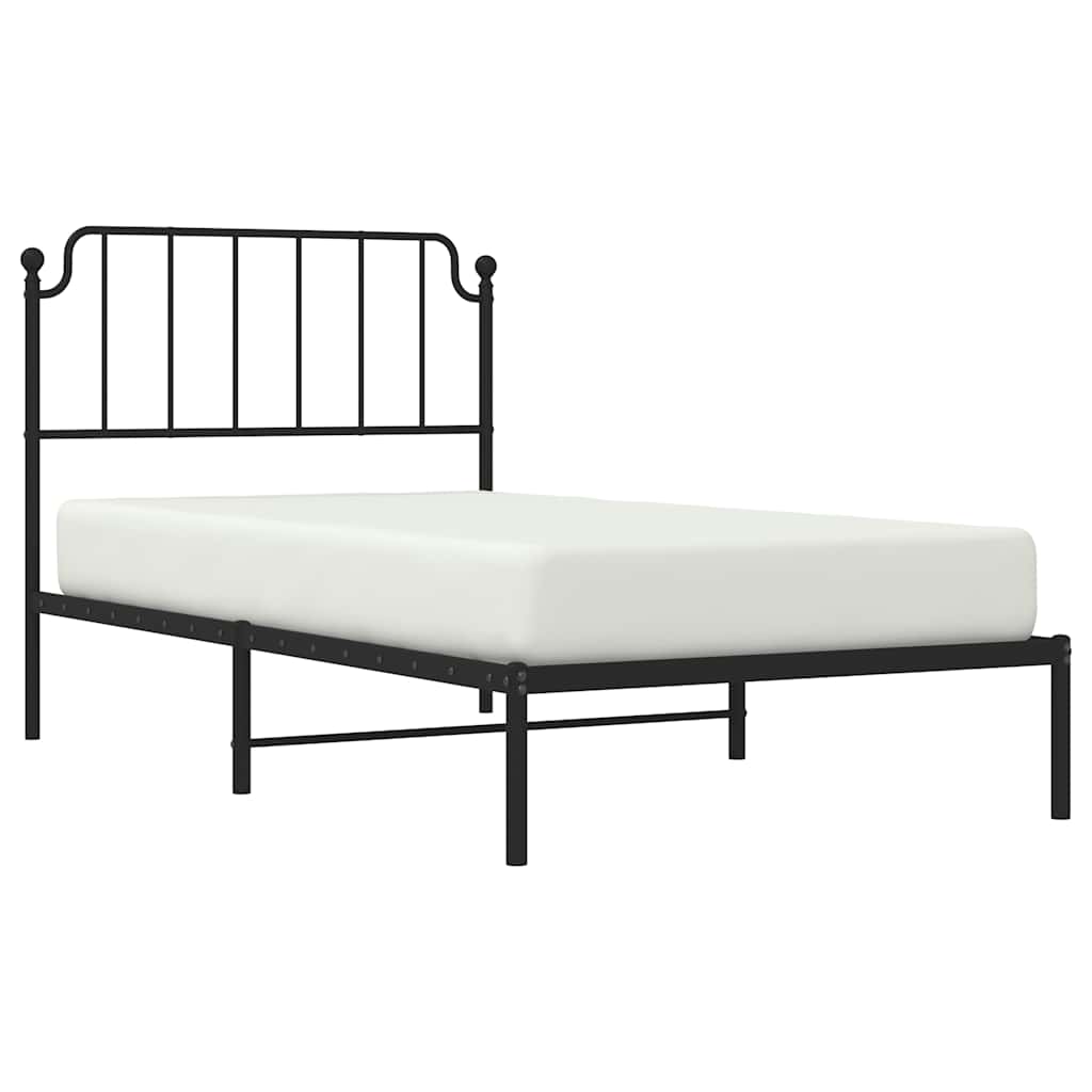 Bedframe met hoofdbord metaal zwart 100x190 cm