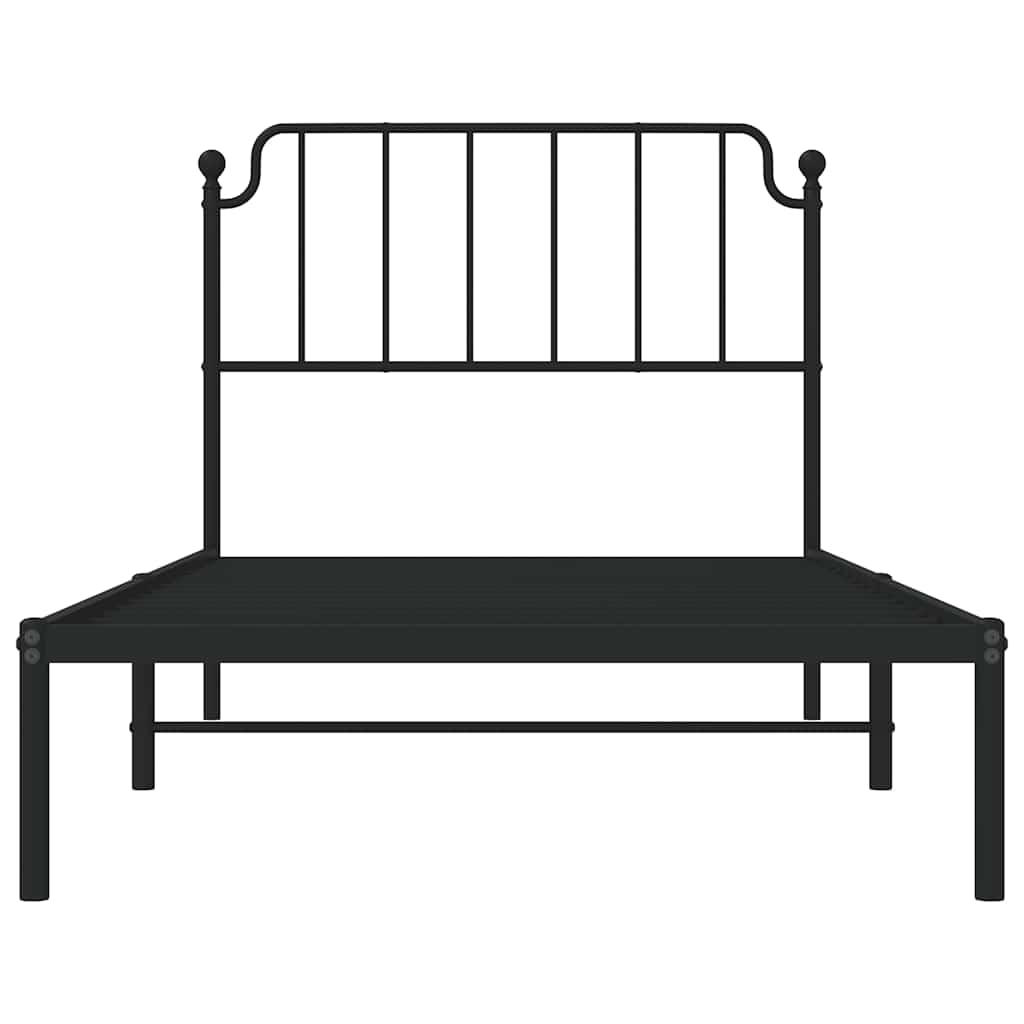 Bedframe met hoofdbord metaal zwart 100x190 cm