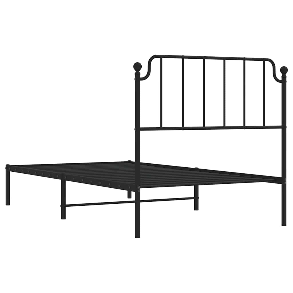 Bedframe met hoofdbord metaal zwart 100x190 cm