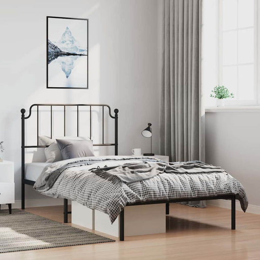 Bedframe met hoofdbord metaal zwart 100x190 cm is nu te koop bij PeponiXL, paradijselijk wonen!
