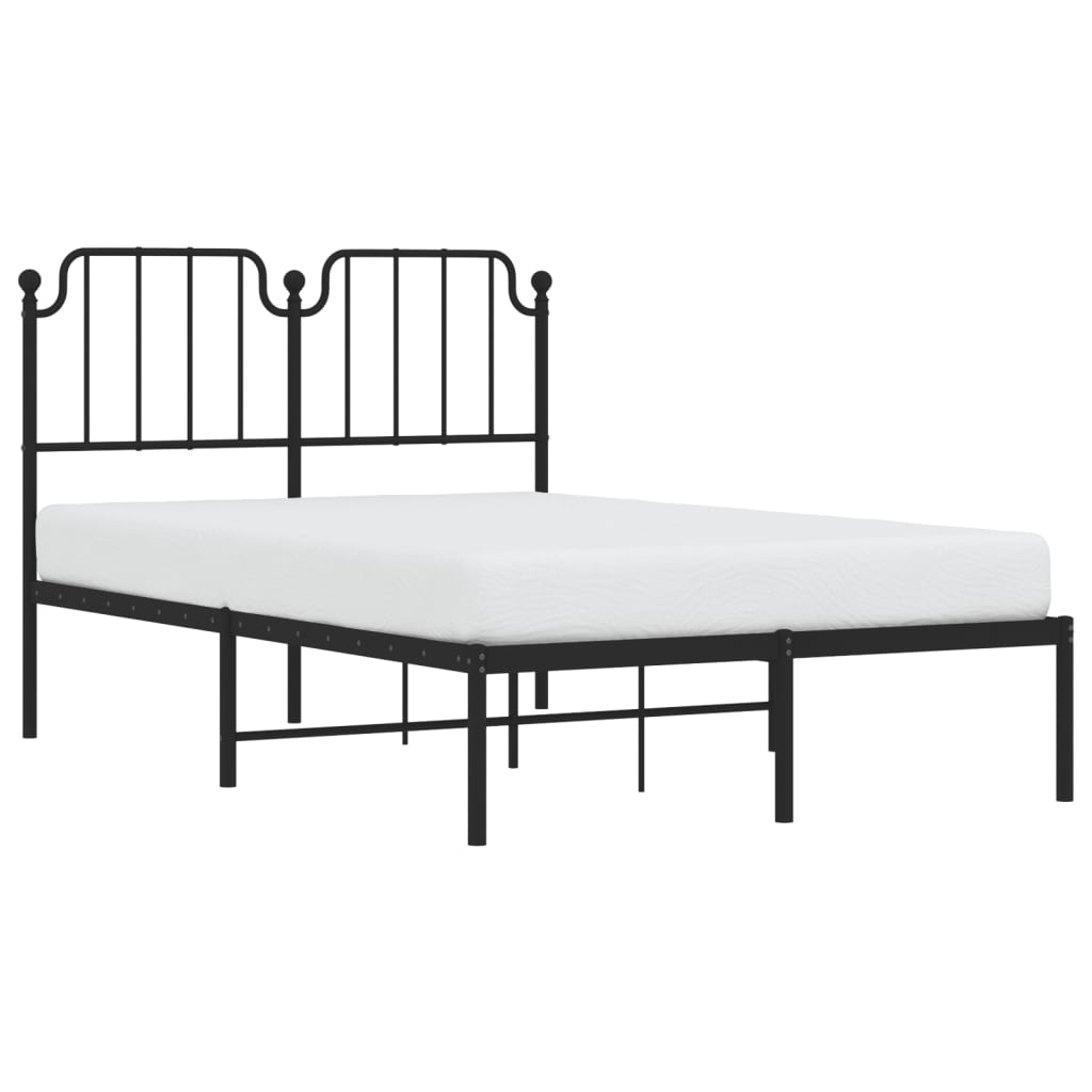 Bedframe met hoofdbord metaal zwart 120x190 cm is nu te koop bij PeponiXL, paradijselijk wonen!
