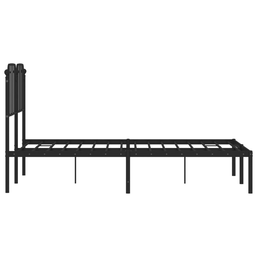 Bedframe met hoofdbord metaal zwart 120x190 cm is nu te koop bij PeponiXL, paradijselijk wonen!