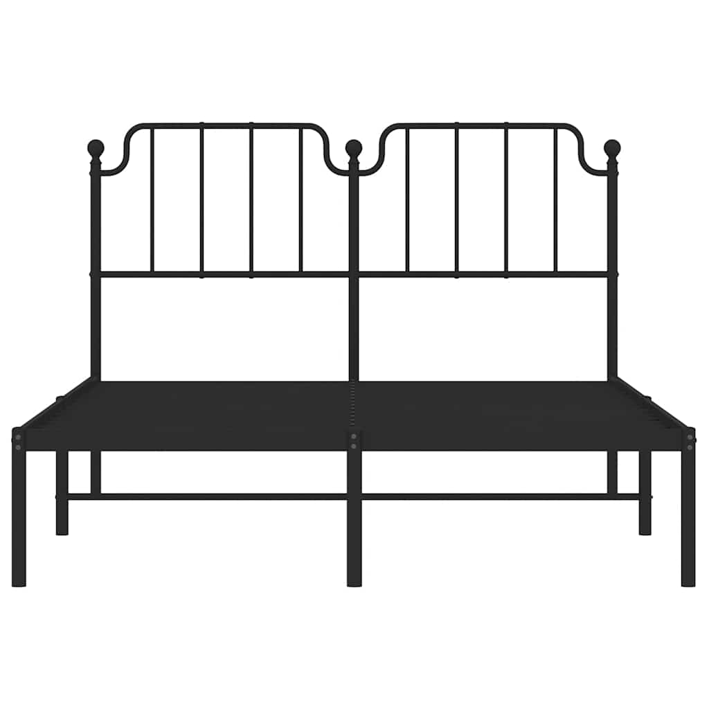 Bedframe met hoofdbord metaal zwart 135x190 cm