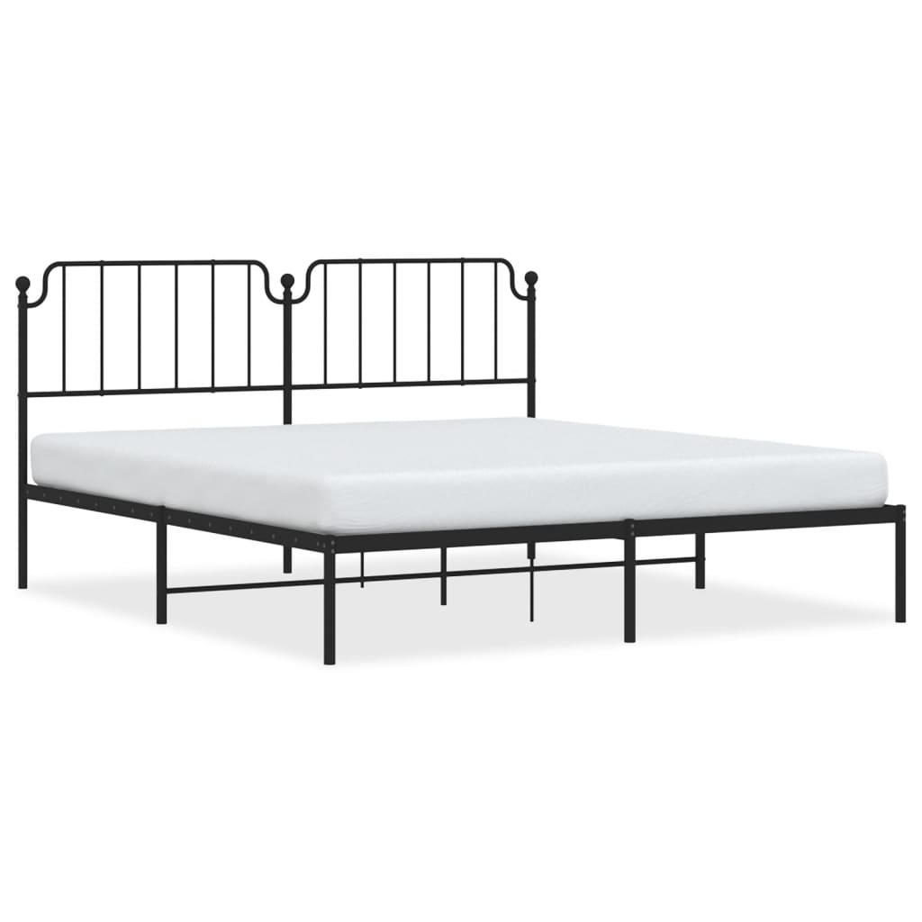 Bedframe met hoofdbord metaal zwart 160x200 cm