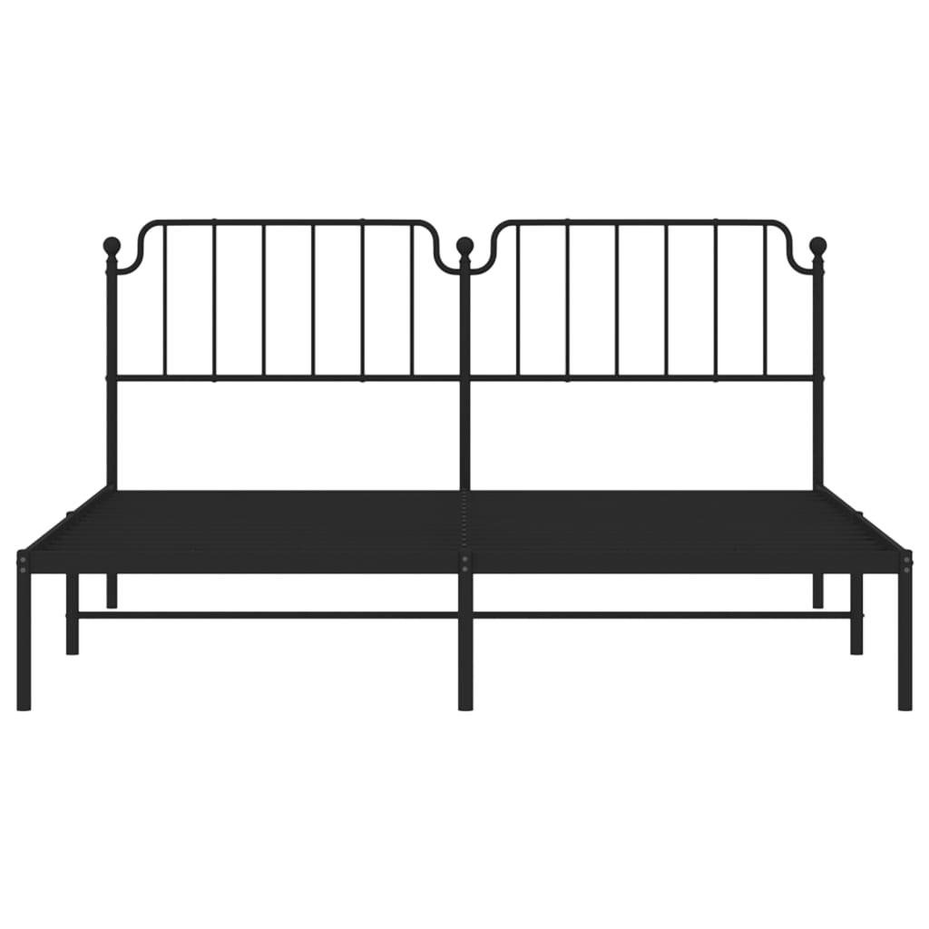 Bedframe met hoofdbord metaal zwart 160x200 cm