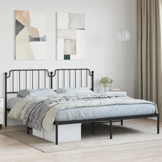 Bedframe met hoofdbord metaal zwart 160x200 cm is nu te koop bij PeponiXL, paradijselijk wonen!