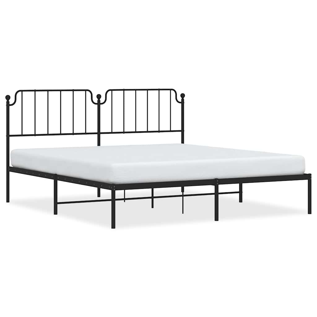 Bedframe met hoofdbord metaal zwart 183x213 cm is nu te koop bij PeponiXL, paradijselijk wonen!