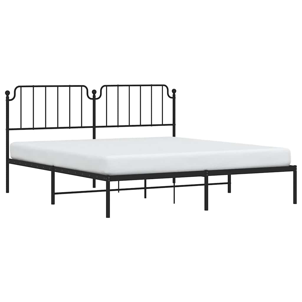 Bedframe met hoofdbord metaal zwart 183x213 cm is nu te koop bij PeponiXL, paradijselijk wonen!