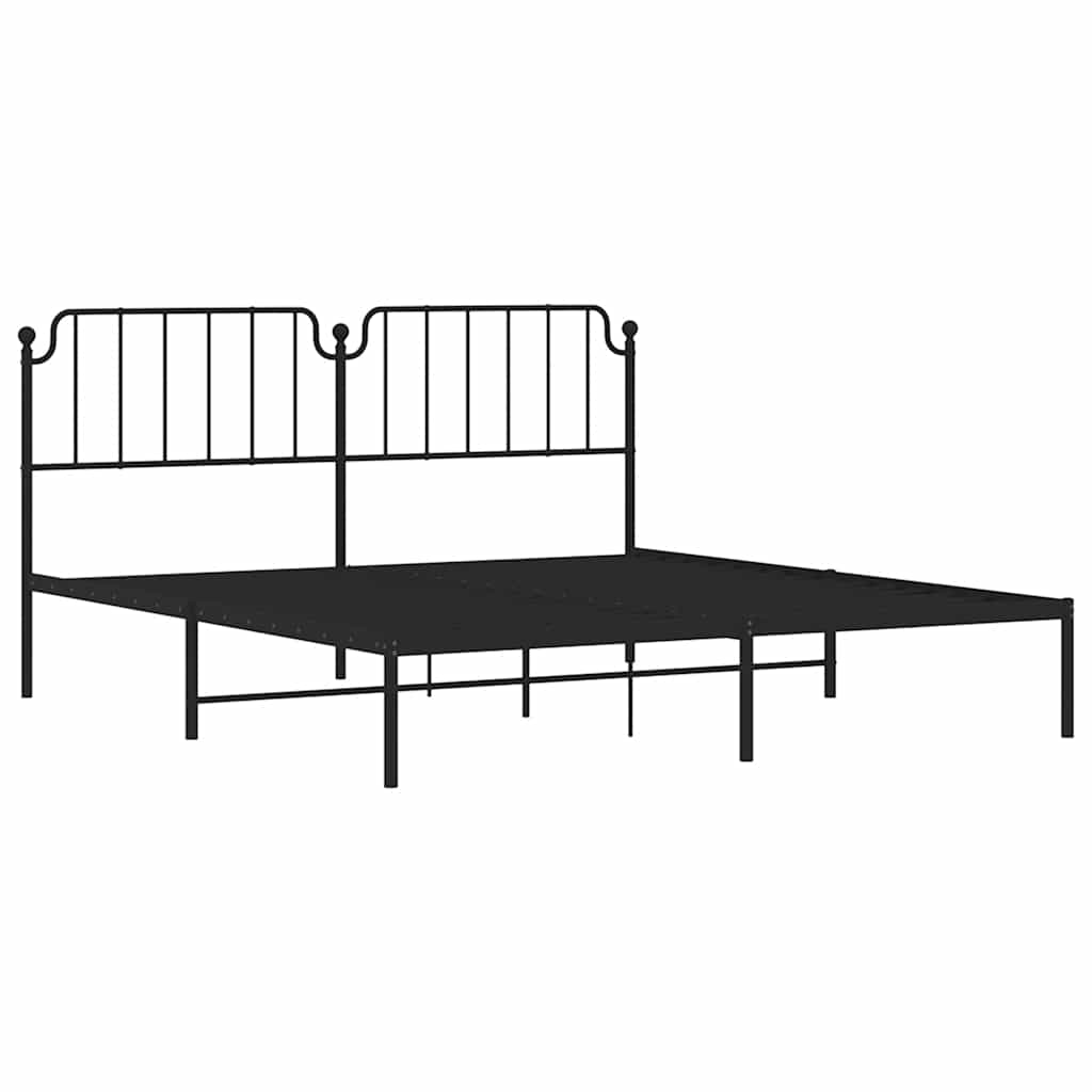 Bedframe met hoofdbord metaal zwart 183x213 cm is nu te koop bij PeponiXL, paradijselijk wonen!