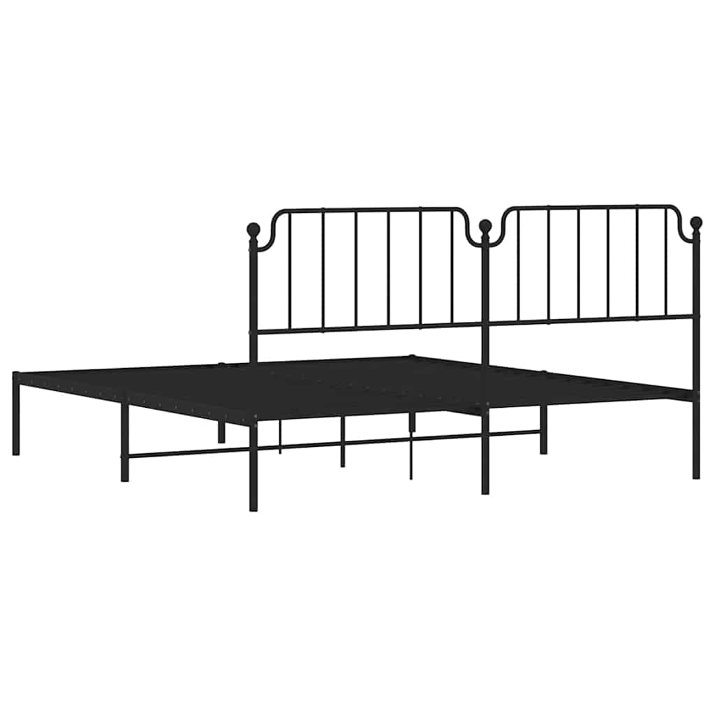 Bedframe met hoofdbord metaal zwart 183x213 cm is nu te koop bij PeponiXL, paradijselijk wonen!