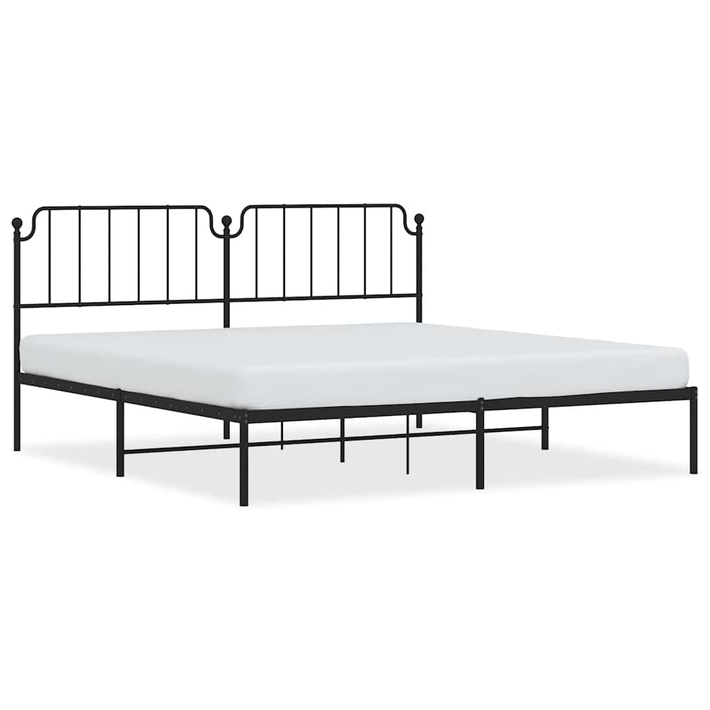Bedframe met hoofdbord metaal zwart 193x203 cm is nu te koop bij PeponiXL, paradijselijk wonen!