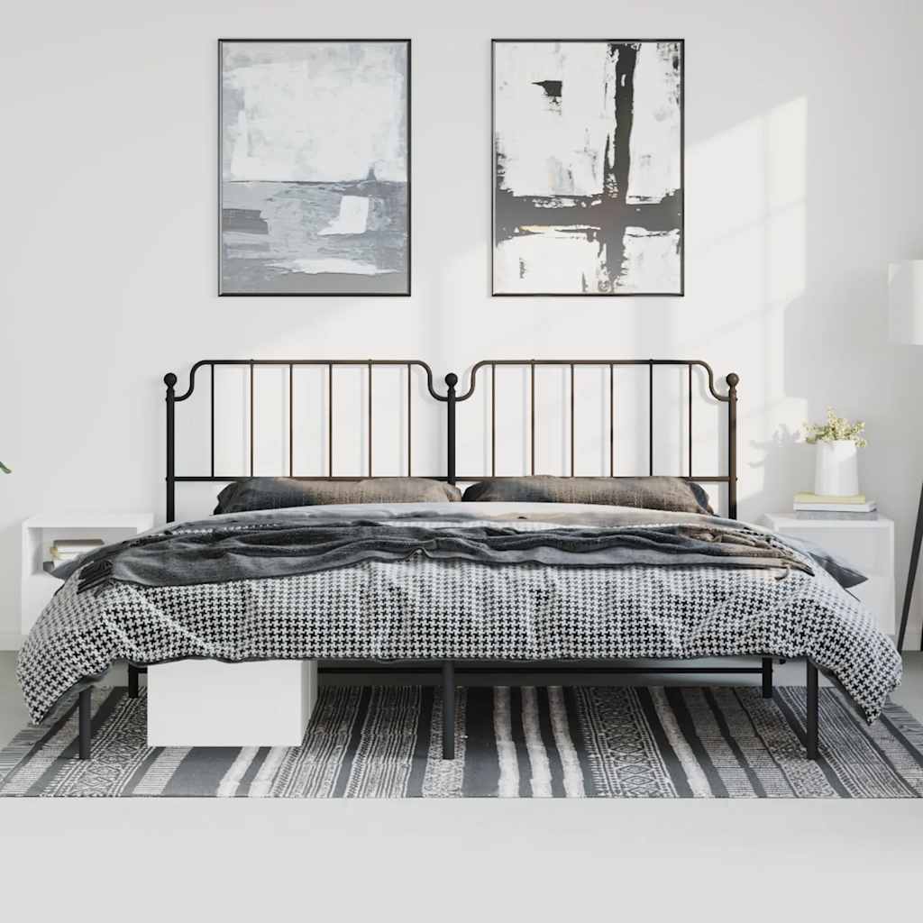 Bedframe met hoofdbord metaal zwart 193x203 cm is nu te koop bij PeponiXL, paradijselijk wonen!