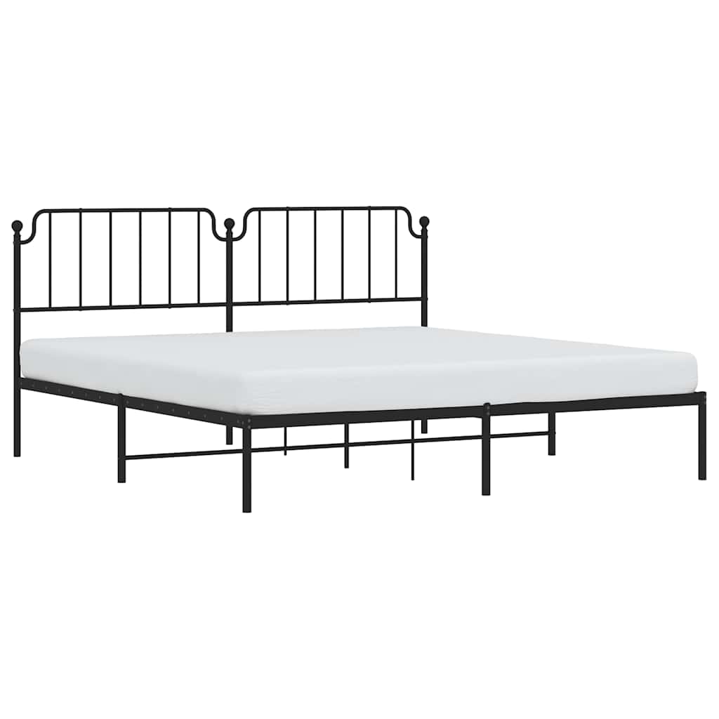 Bedframe met hoofdbord metaal zwart 193x203 cm is nu te koop bij PeponiXL, paradijselijk wonen!