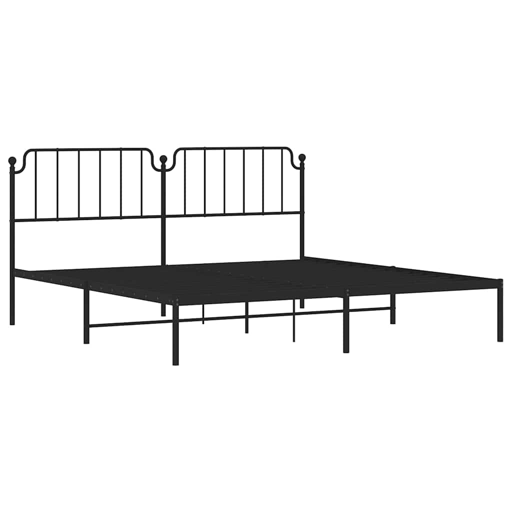 Bedframe met hoofdbord metaal zwart 193x203 cm is nu te koop bij PeponiXL, paradijselijk wonen!