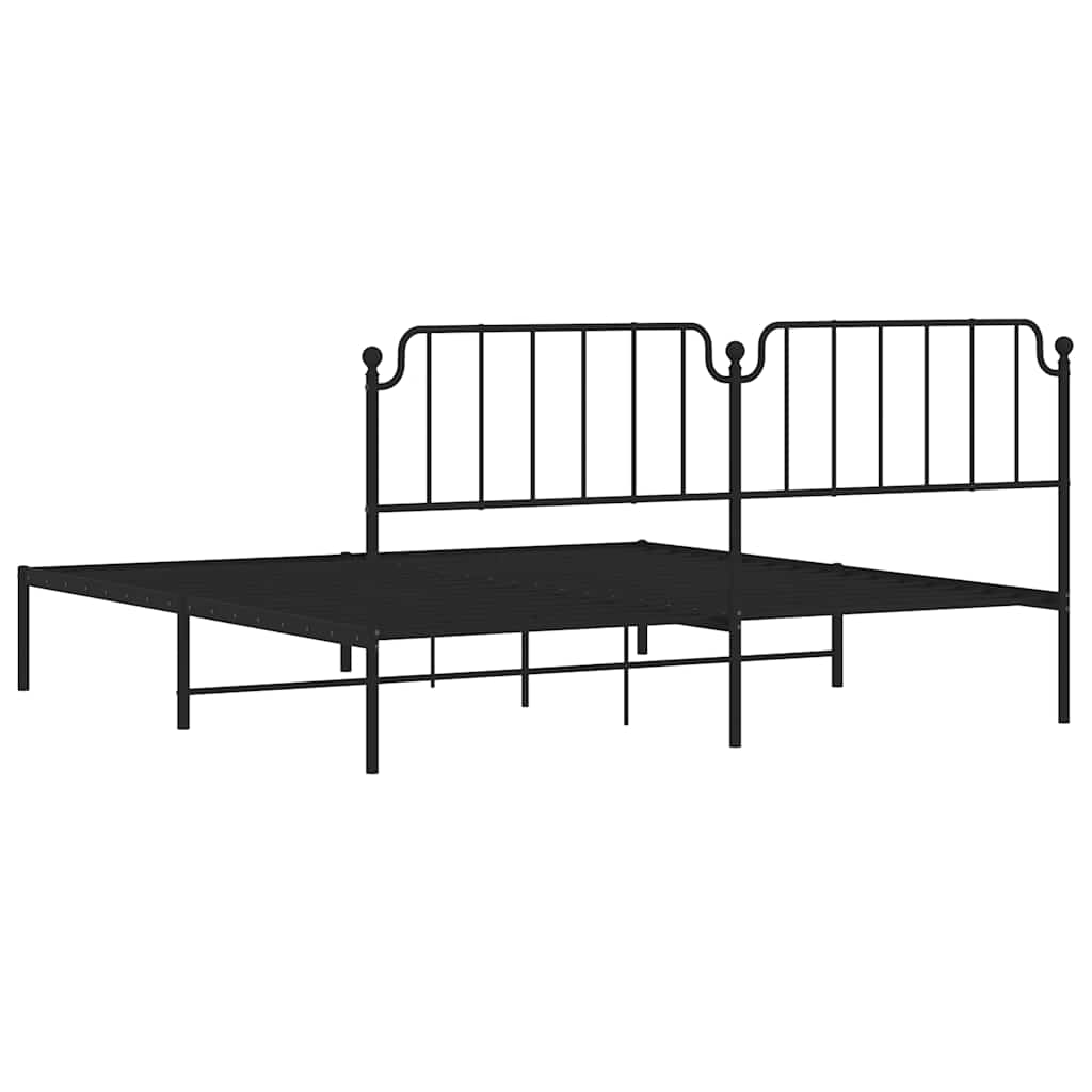 Bedframe met hoofdbord metaal zwart 193x203 cm is nu te koop bij PeponiXL, paradijselijk wonen!