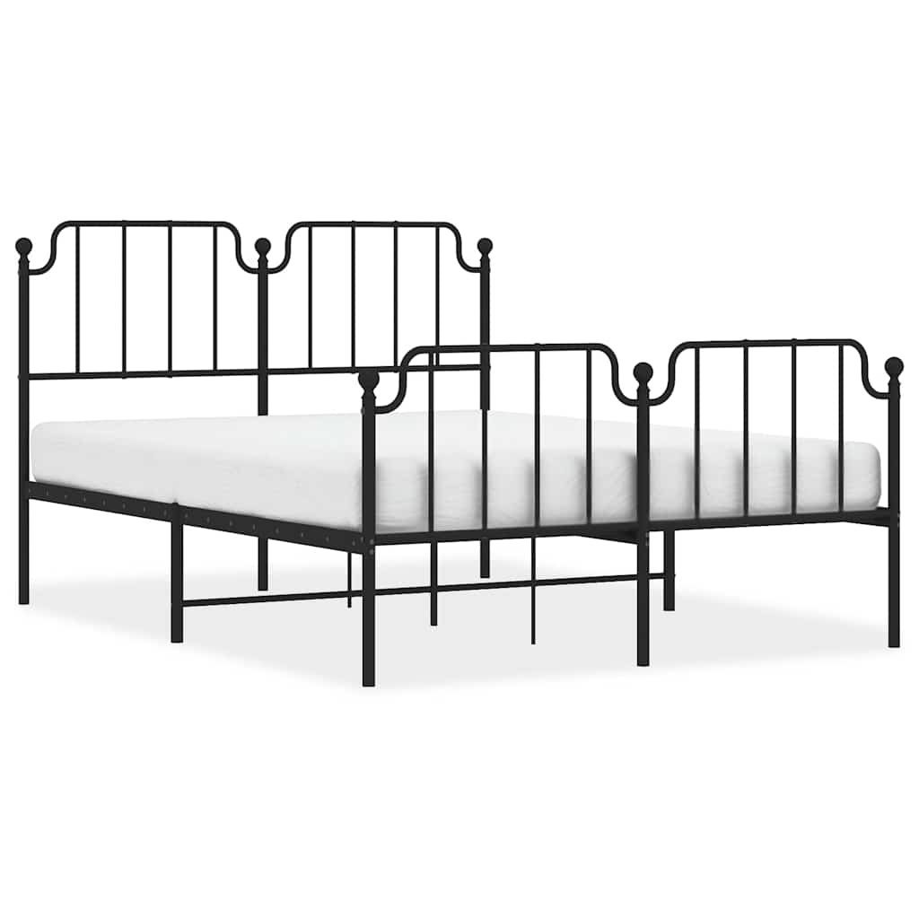 Bedframe met hoofd- en voeteneinde metaal zwart 150x200 cm