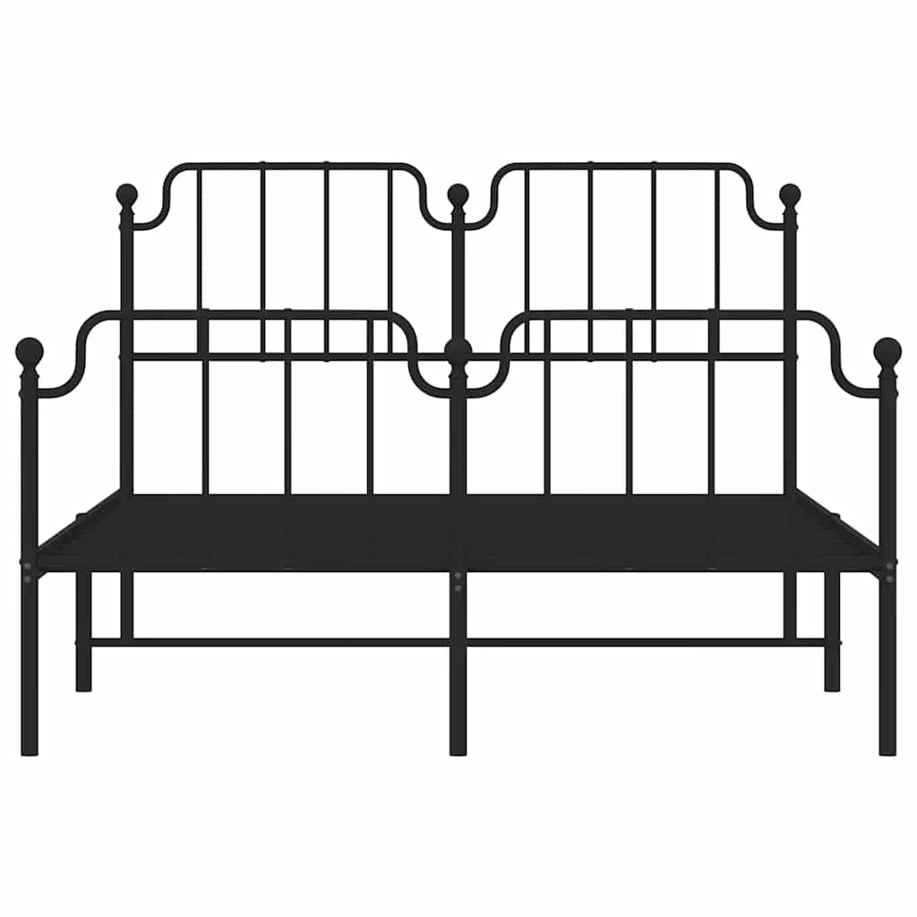 Bedframe met hoofd- en voeteneinde metaal zwart 150x200 cm