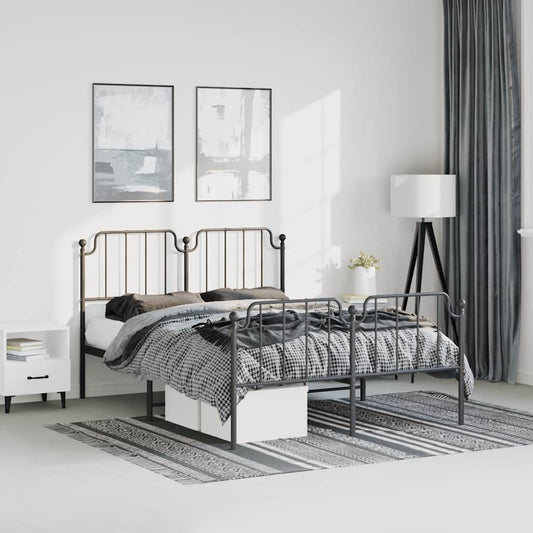 Bedframe met hoofd- en voeteneinde metaal zwart 150x200 cm is nu te koop bij PeponiXL, paradijselijk wonen!