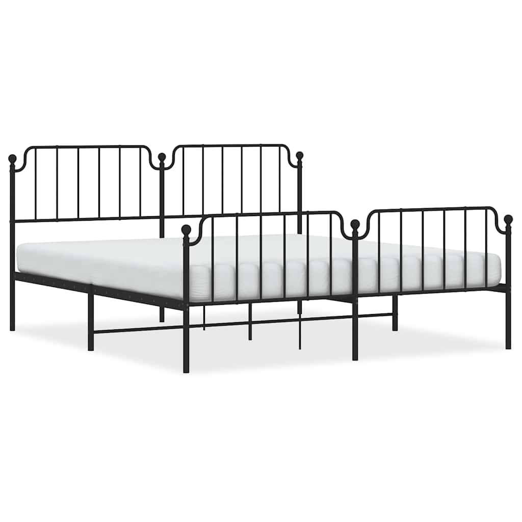 Bedframe met hoofd- en voeteneinde metaal zwart 183x213 cm is nu te koop bij PeponiXL, paradijselijk wonen!