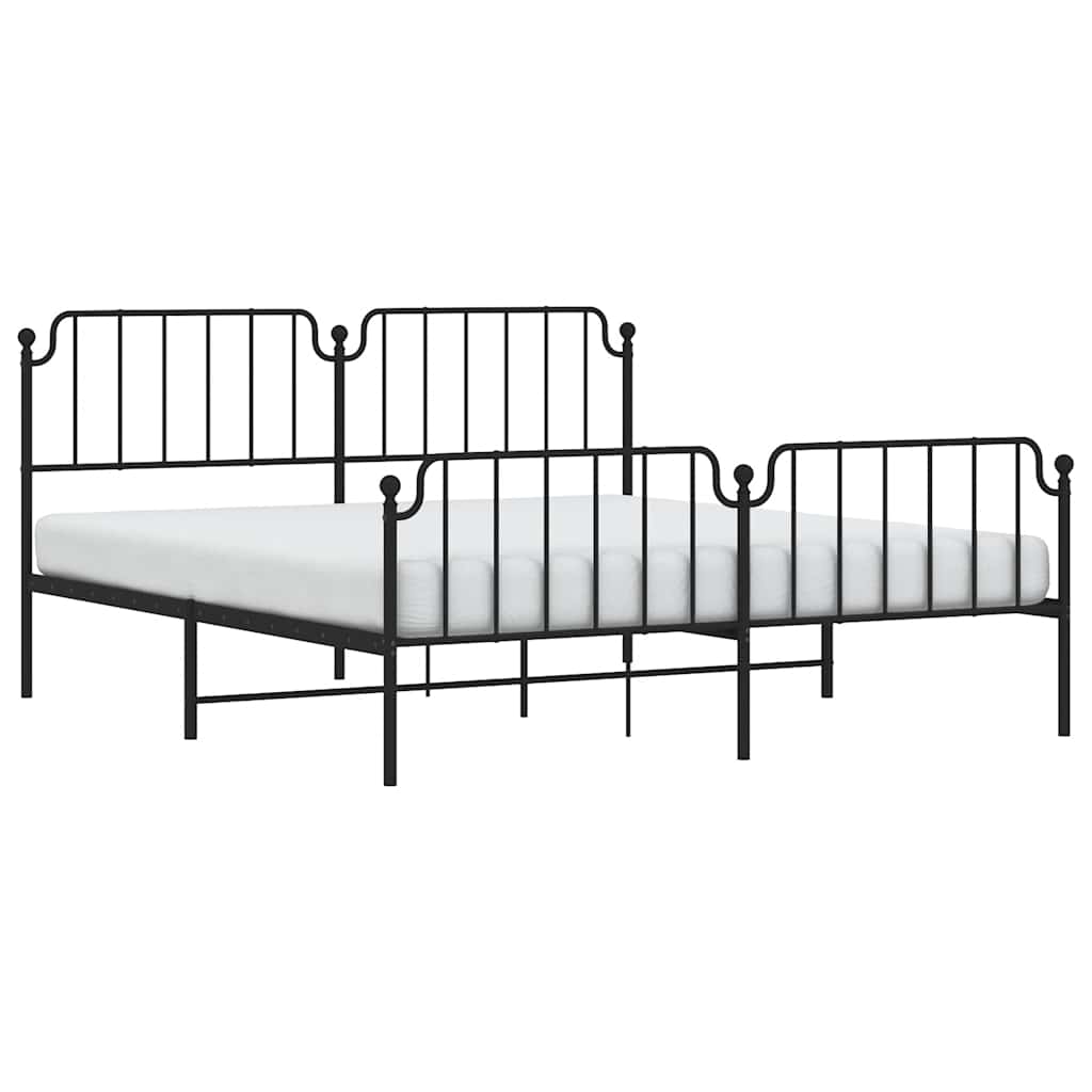 Bedframe met hoofd- en voeteneinde metaal zwart 183x213 cm is nu te koop bij PeponiXL, paradijselijk wonen!