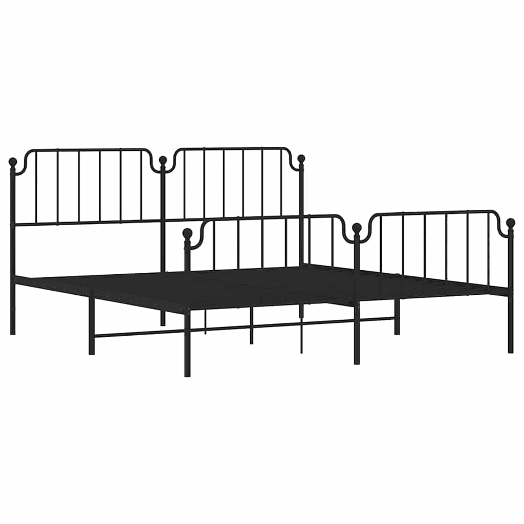 Bedframe met hoofd- en voeteneinde metaal zwart 183x213 cm is nu te koop bij PeponiXL, paradijselijk wonen!
