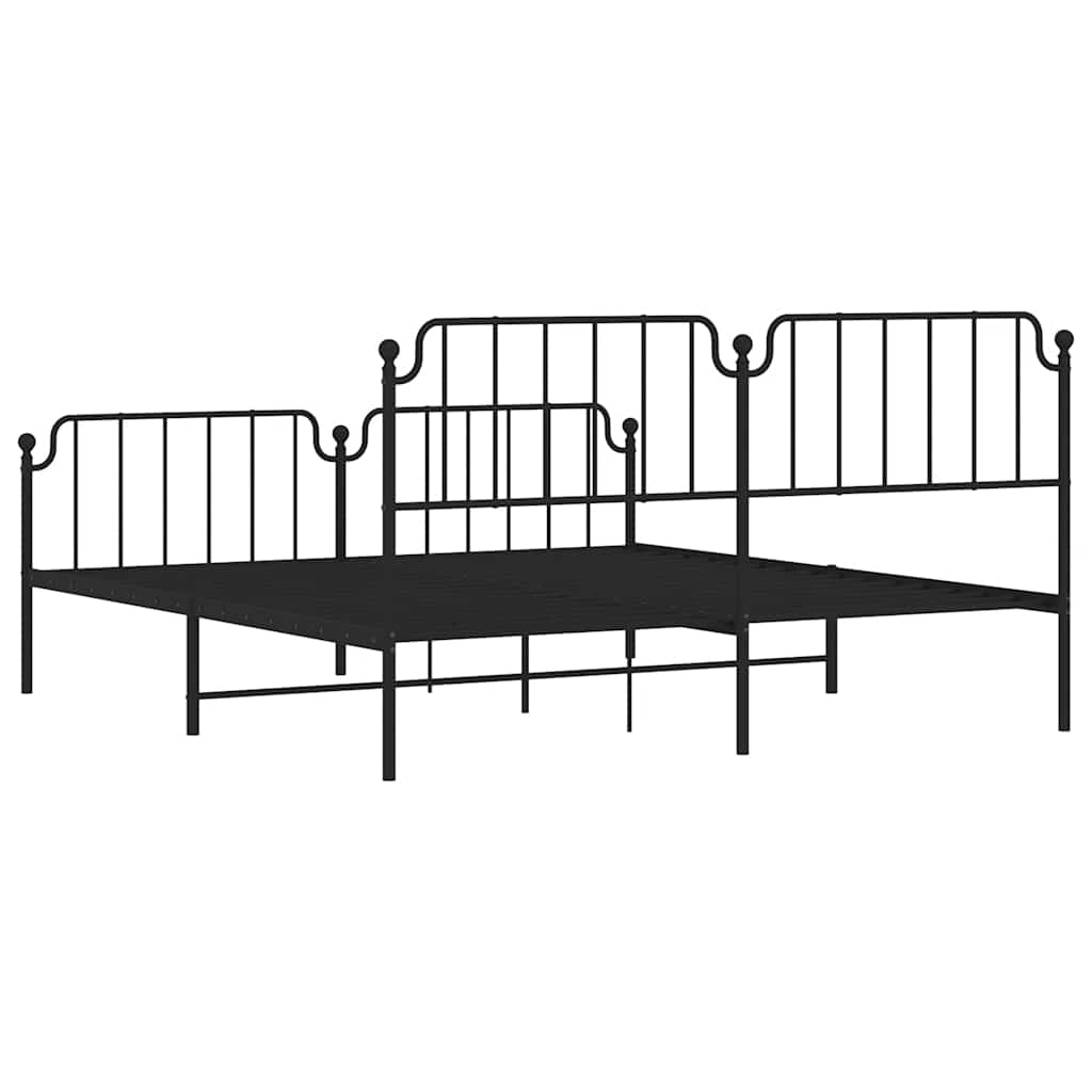 Bedframe met hoofd- en voeteneinde metaal zwart 183x213 cm is nu te koop bij PeponiXL, paradijselijk wonen!